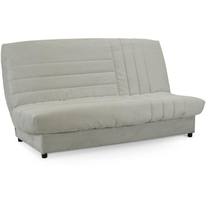 Klik-klak slaapbank - BEIJA - 3-zits - Beige corduroy - 130 x 190 x 13 cm