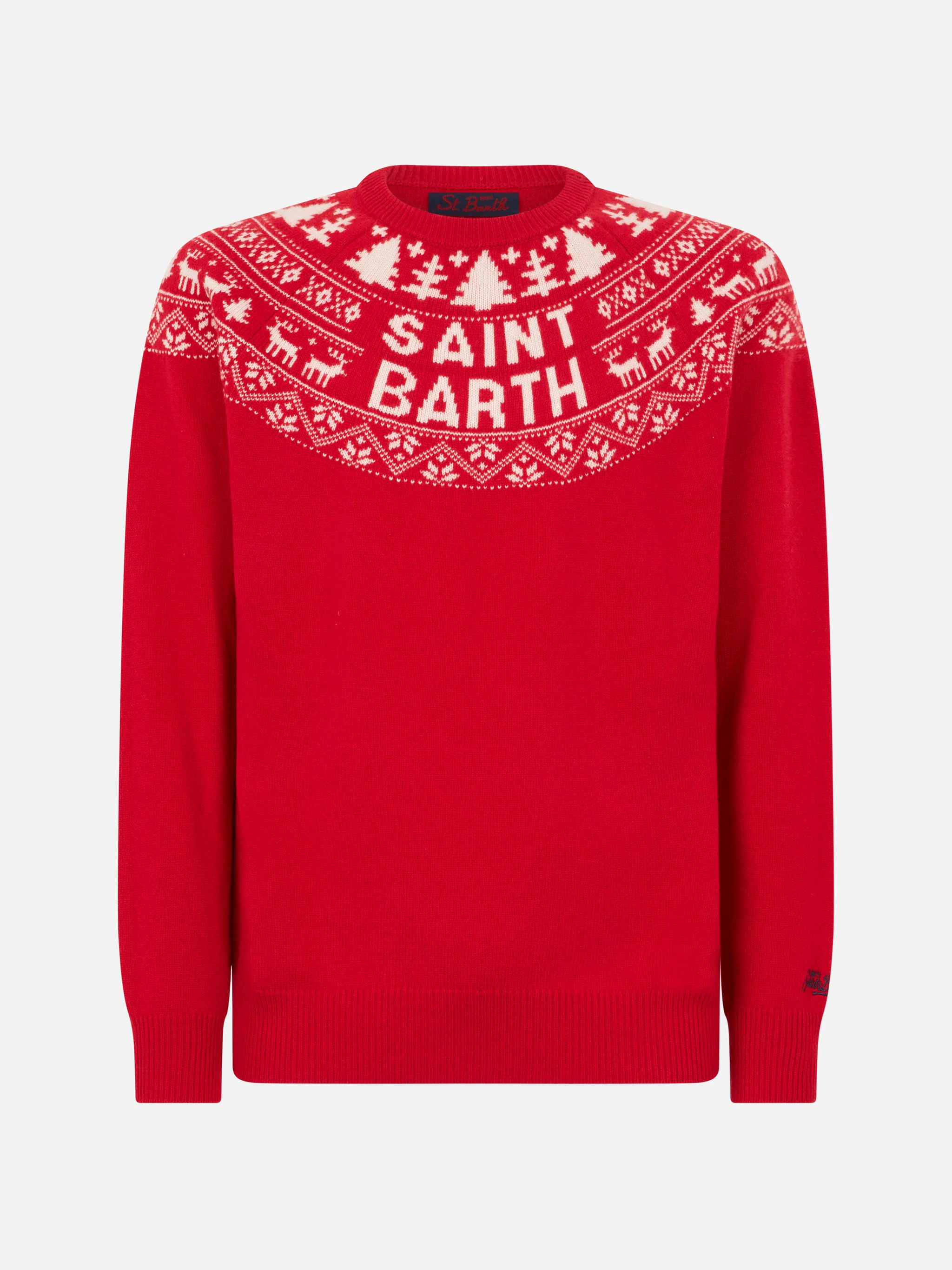 Suéter rojo de estilo noruego para hombre