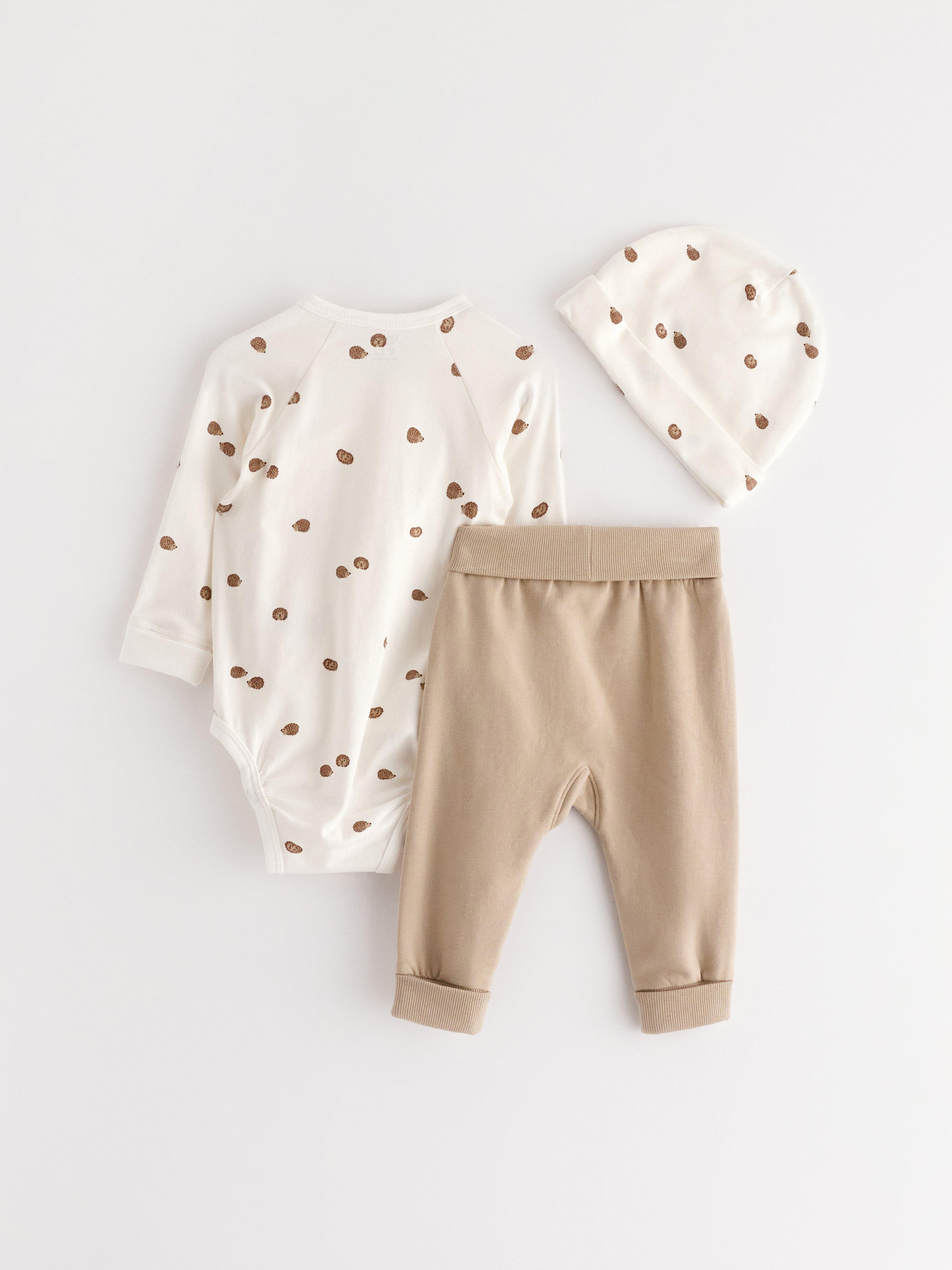 Kit inicial para bebê de 3 peças Bege