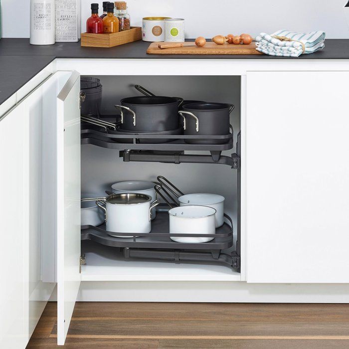 Kesseböhmer LeMans II anthracite droite pivotant Armoire d‘Angle Largeur Porte 60 cm et Hauteur 650 - 800 mm de SOTECH