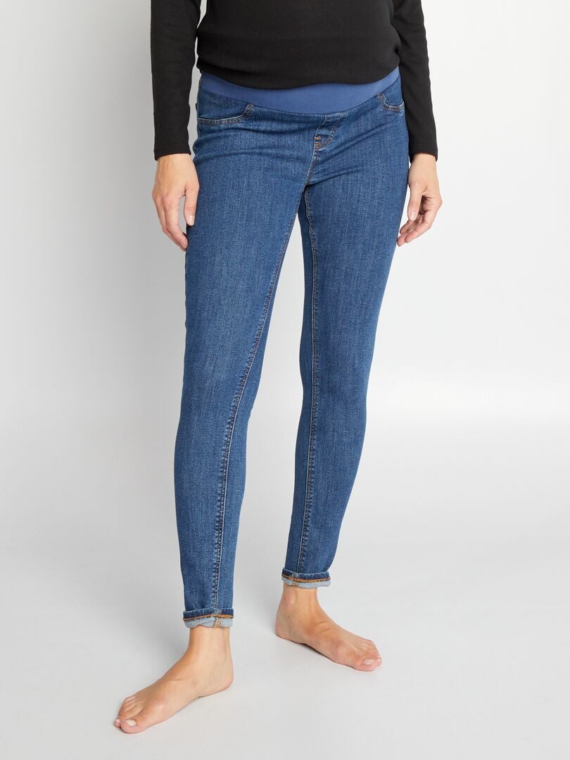 Calça jeans skinny de maternidade com elastano - AZUL