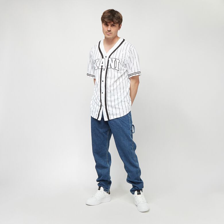 Serif-Nadelstreifen-Baseballhemd