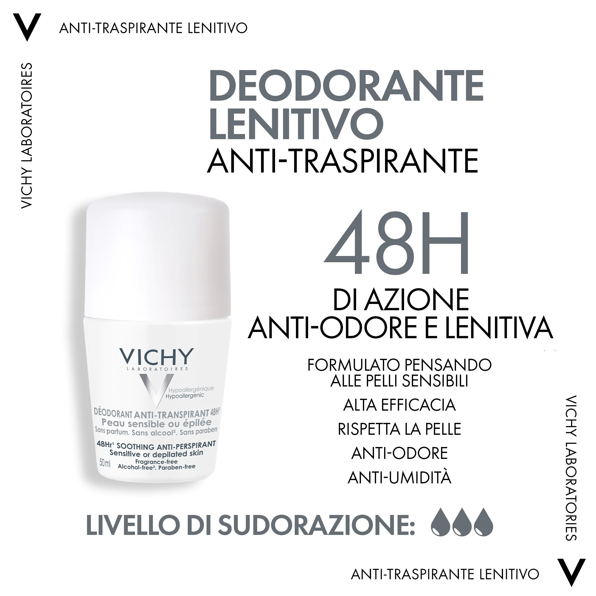 VICHY Vichy Antitranspirant-Deodorant 50 ml für empfindliche und enthaarte Haut