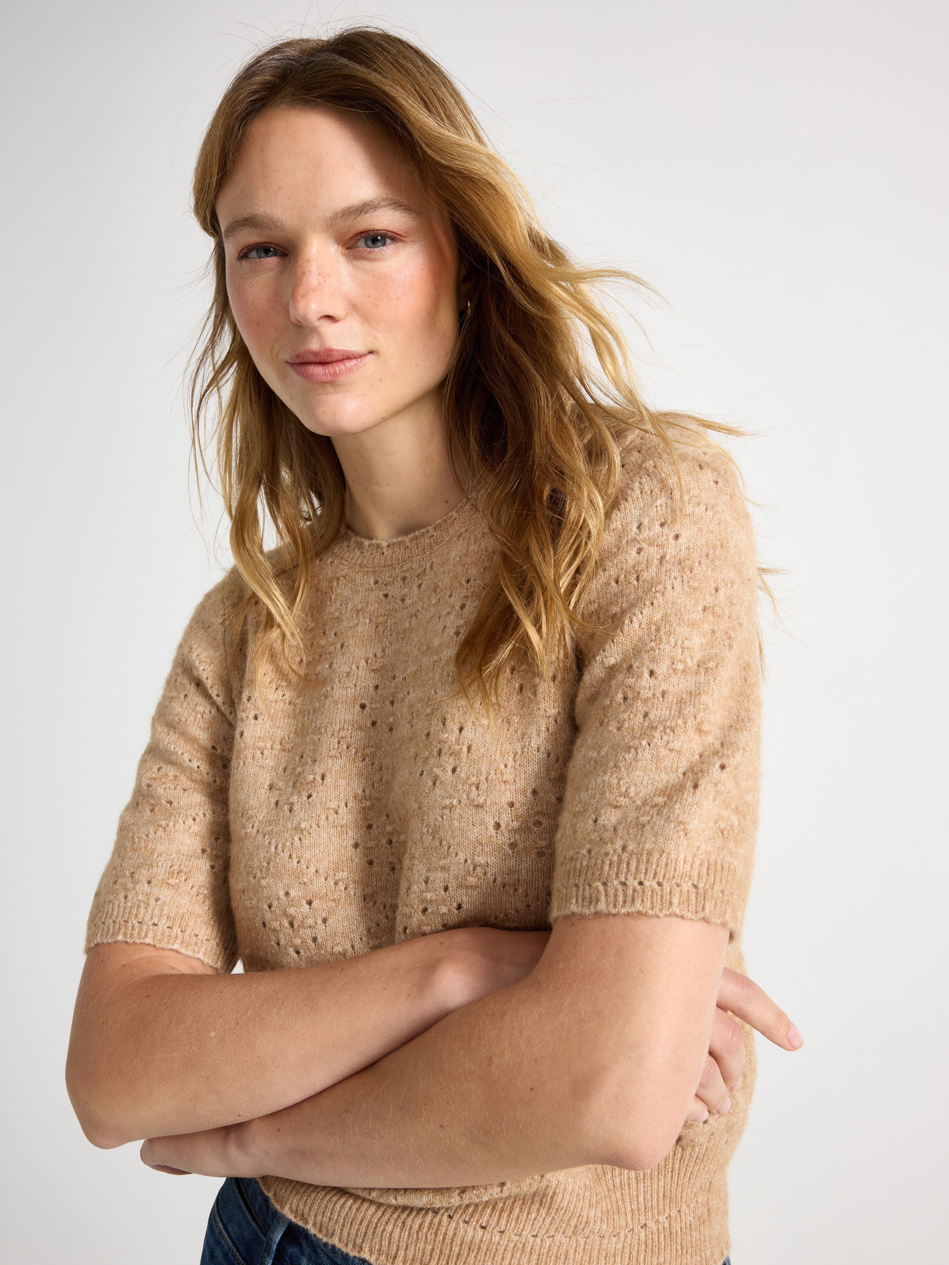 Jersey de punto color beige claro jaspeado