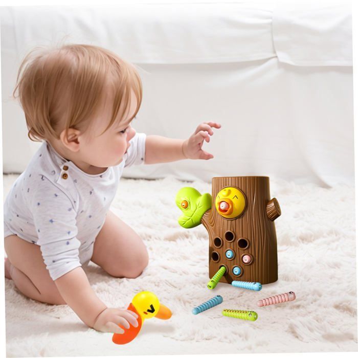 Jeu Magnétique Oiseau & Ver de Terre Montessori - Jouet Éducatif Motricité Fine Enfant 2 Ans, Cadeau Fille Garçon