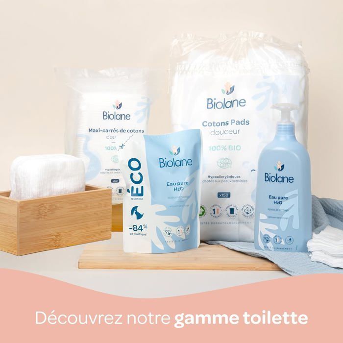 Maxi dischetti di cotone - BIOLANE - Confezione da 12 (720 dischetti) - 100% biologico - Per pelli sensibili - Prodotto in Francia