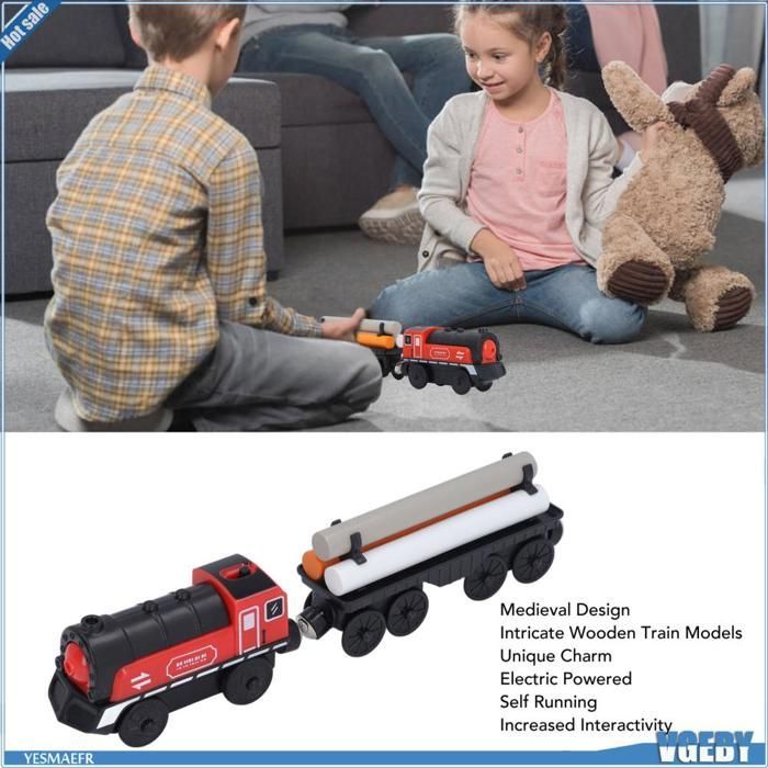 Ashata Elektroeisenbahn-Set, batteriebetriebenes Holzeisenbahn-Set, kreatives Gleisbauset, ideales Spielzeugset