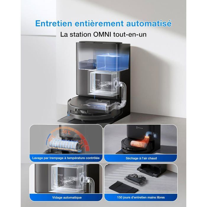 Robot aspirapolvere ECOVACS DEEBOT T80S Omni, 24.800 Pa, OZMO Roller 2.0, ZeroTangle 3.0, Triple Lift