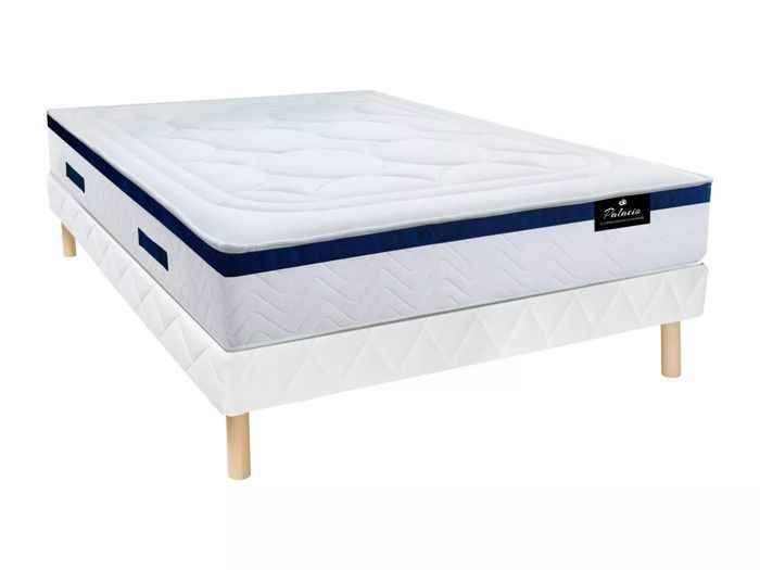 Conjunto de colchón y base de cama - 160x200 cm - Espuma de alta densidad - Antiácaros - Firme