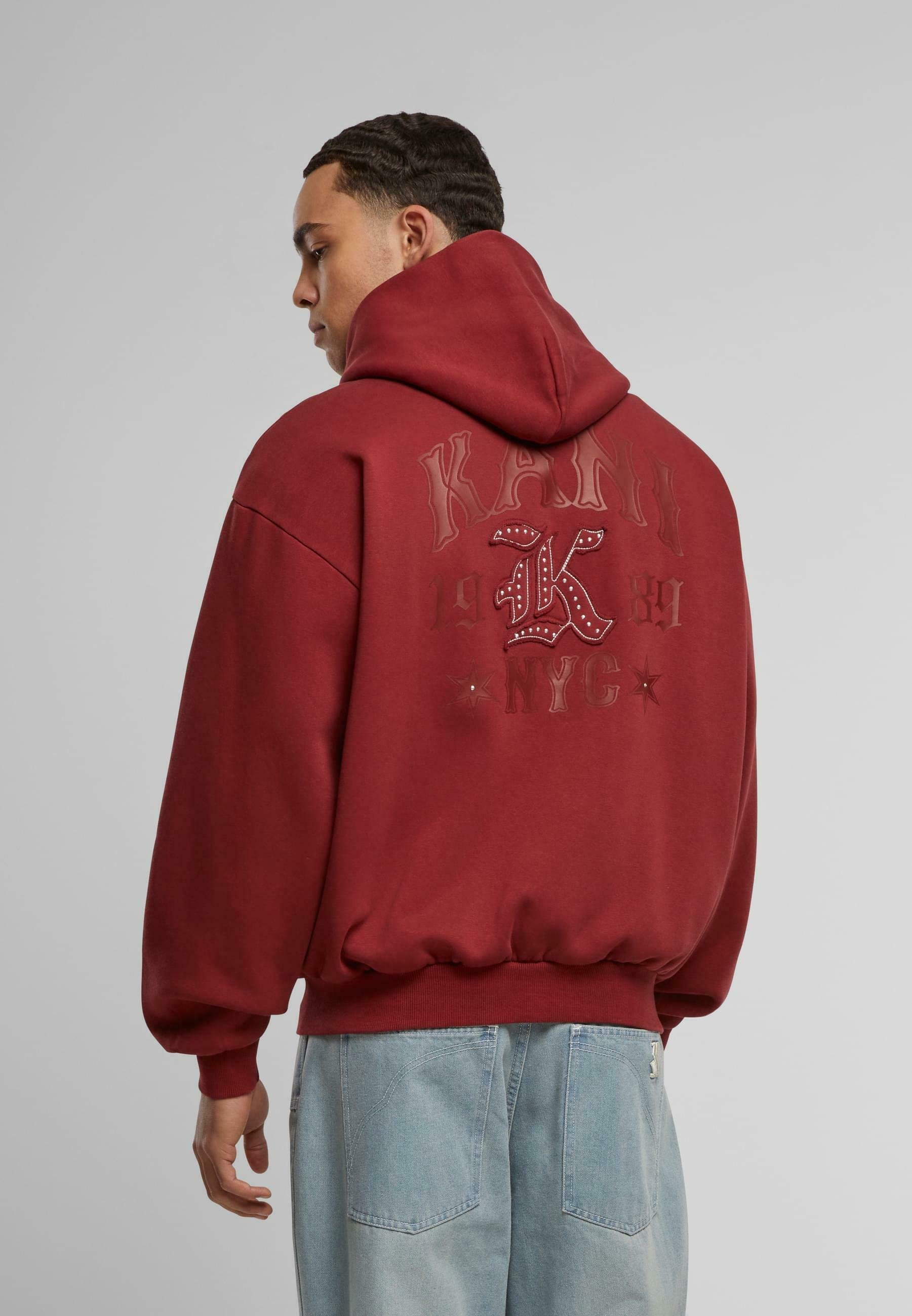 Karl Kani sweatshirt met rits - donkerrood