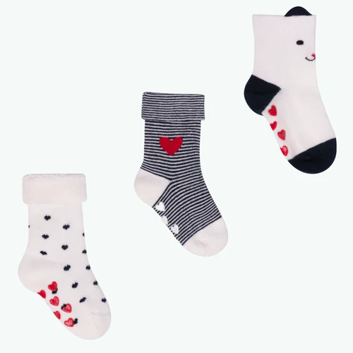 Cabaia Chaussettes Petit Coeur - Pack de chaussettes bébé blanc