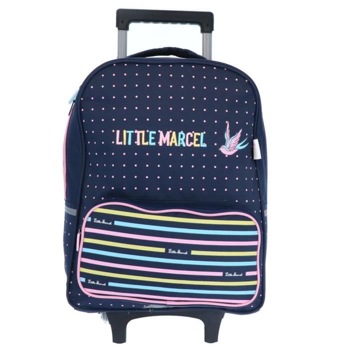 Rolrugzak - LITTLE MARCEL - Gestreept - 42 cm - 2 compartimenten - 1 jaar garantie
