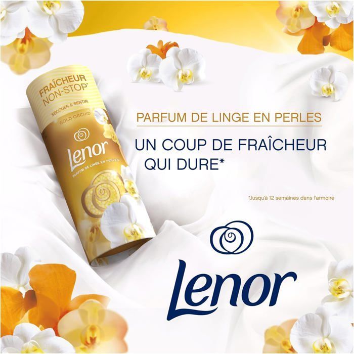 Parfum de Linge en Perles pour Lessive, 35 Lavages, Ambre et Orchidée, Fraîcheur Non-stop jusqu'à 12 Semaines de Stockage