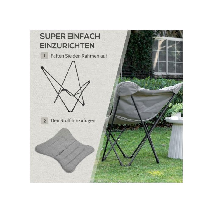 Folding camping chair - FurnitureR - 120 kg capacity - Padded seat - Non-slip feet