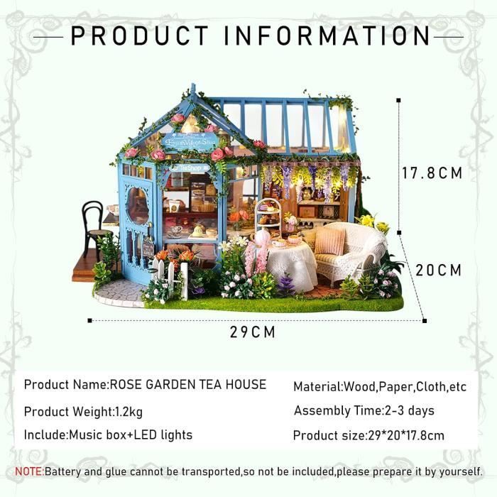 Kit per casa delle bambole in miniatura in legno con mobili e attrezzi, casa in miniatura fai da te da costruire, casa dei fiori stellati