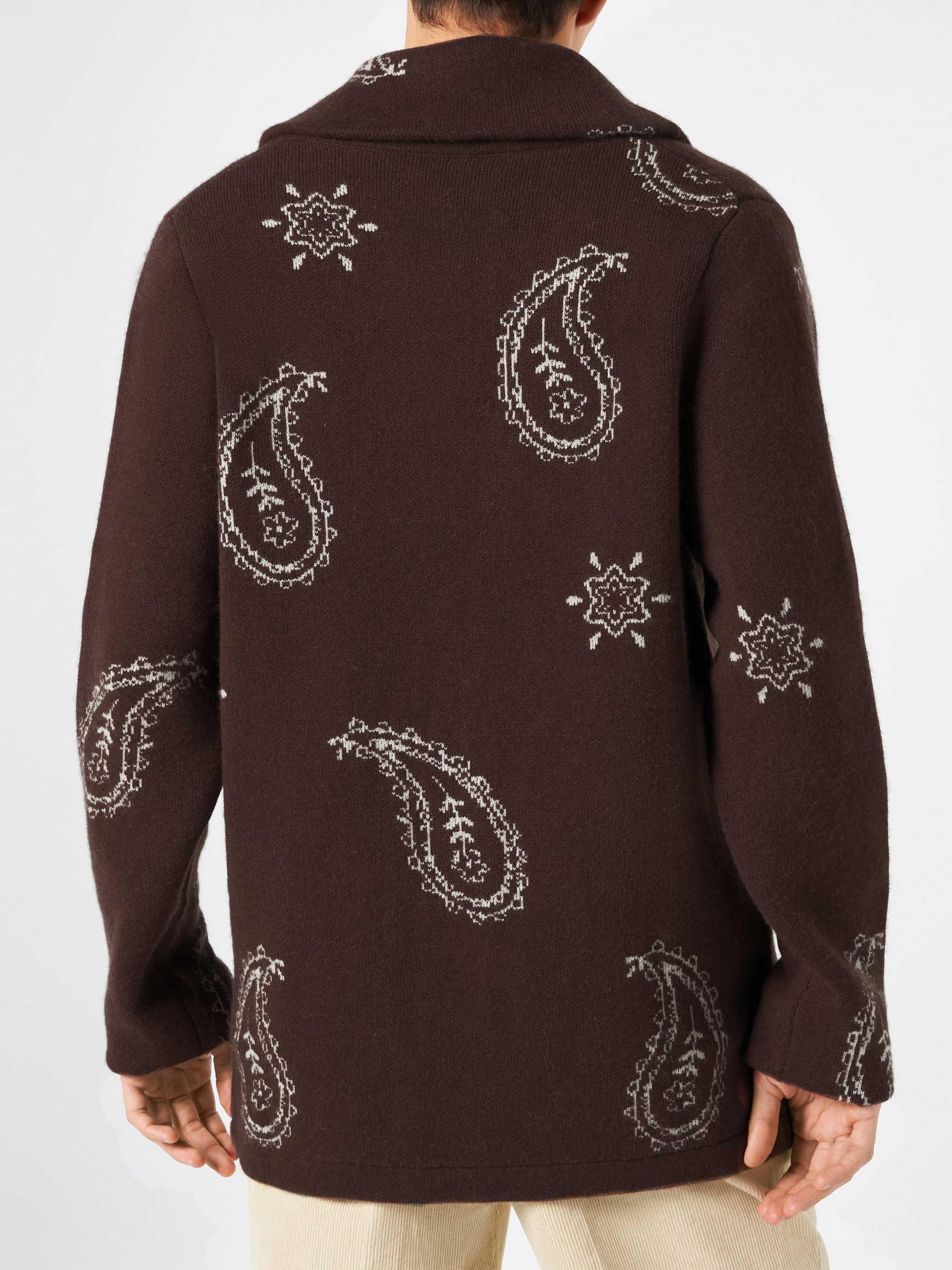 Chaqueta de punto para hombre con estampado paisley