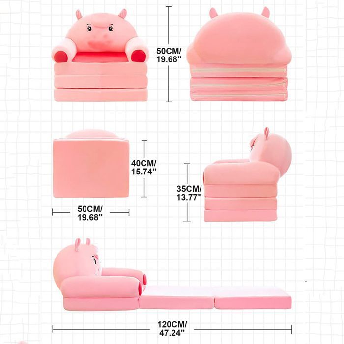 Canapé-lit pliable pour enfants, chaise longue pliable pour chambre d'enfant (bleu) Label
