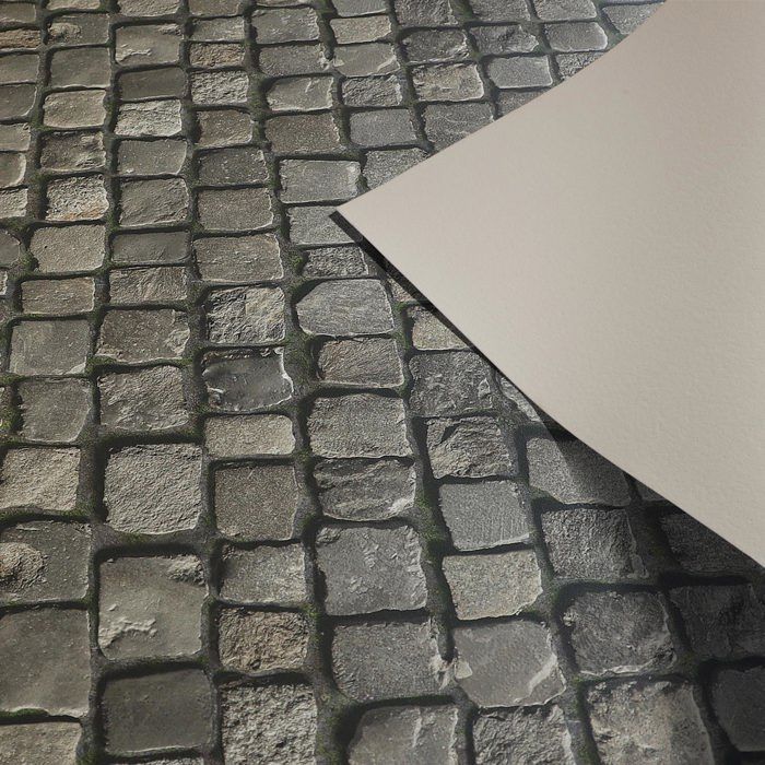 Piso vinílico PVC com efeito 3D Moonlight Cobble, 100 x 450 cm