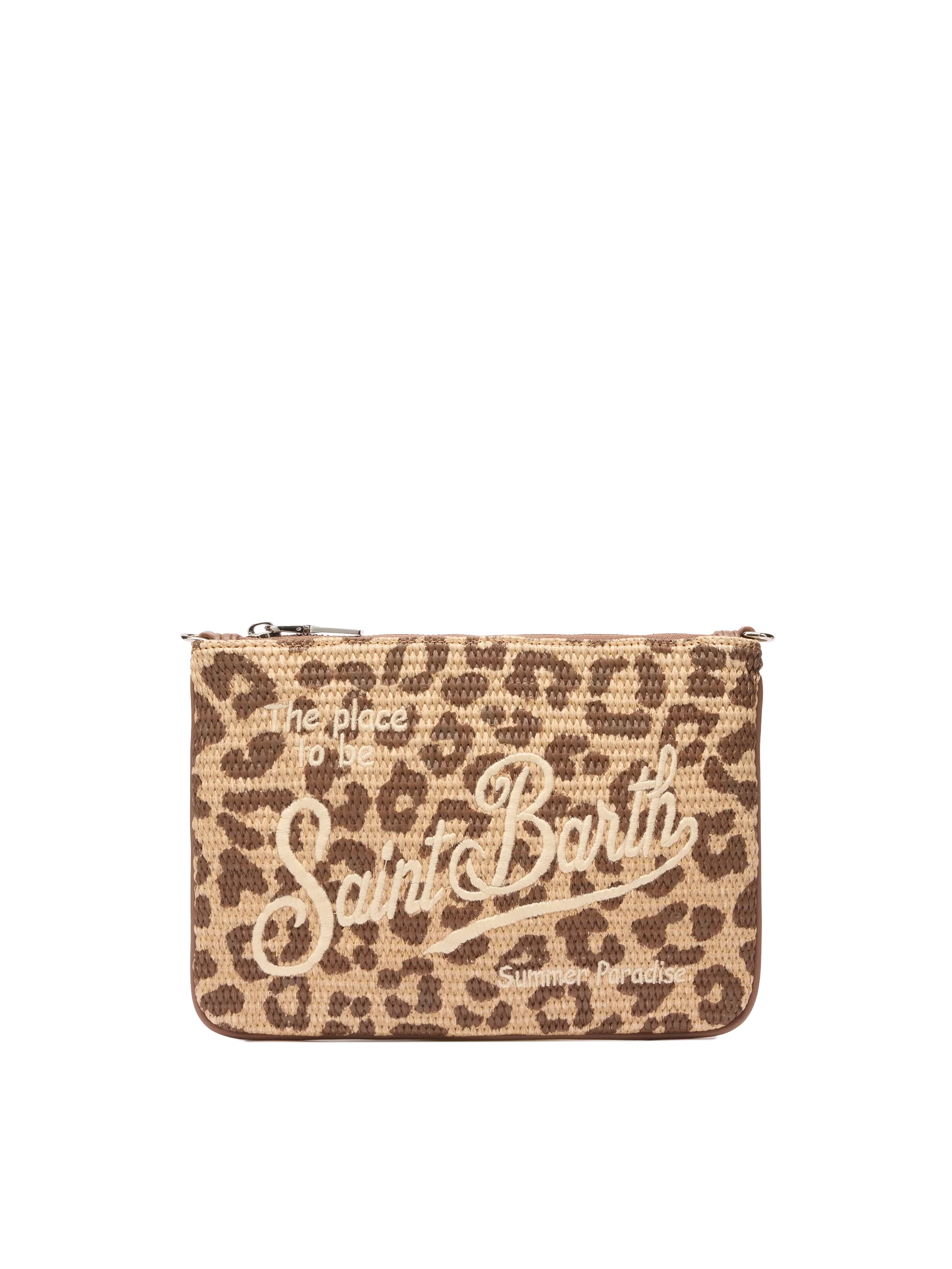 Pochette Parisienne effetto paglia con stampa animalier