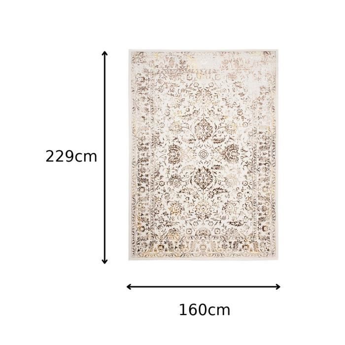 TAPISO Living Room/Bedroom Rug GOLDEN Gold Brown Beige Ornamental Polypropylene Indoor 160x230 cm