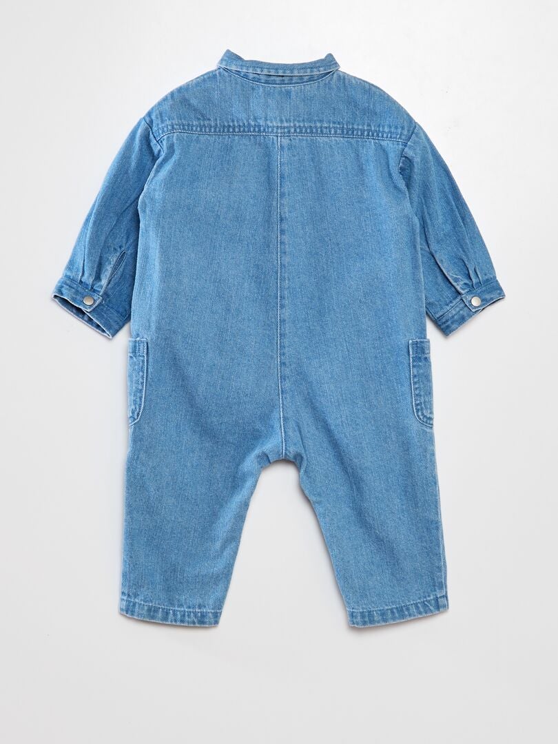 Macacão jeans comprido - AZUL