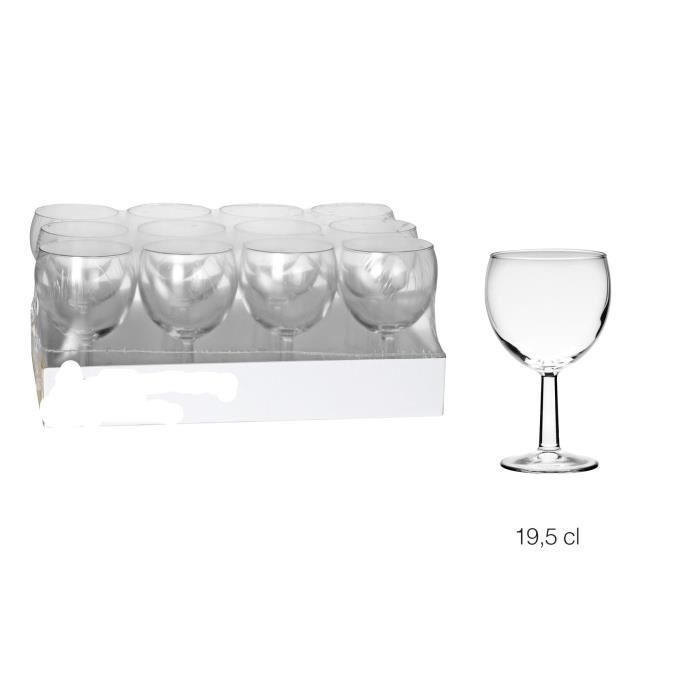 Verre à Vin - Bistrot - Ballon Rouge - 19,5 cl - Lot de 12 - Verre Translucide