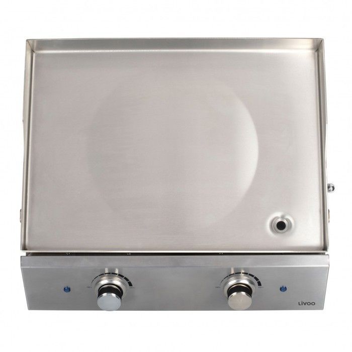 Plancha eléctrica de acero inoxidable con 2 termostatos - LIVOO - DOC302 - 2800W - Placa de acero inoxidable extraíble - 2 termostatos ajustables