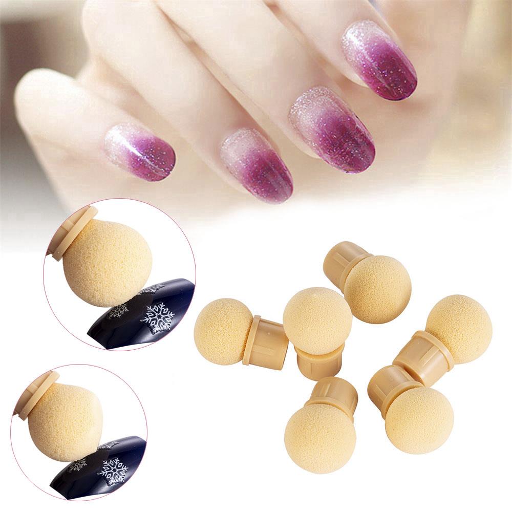 Lot de 6 pinceaux à ongles dégradés avec manche à paillettes et effet miroir, stylo applicateur pour vernis acrylique, éponge à manucure à pois.