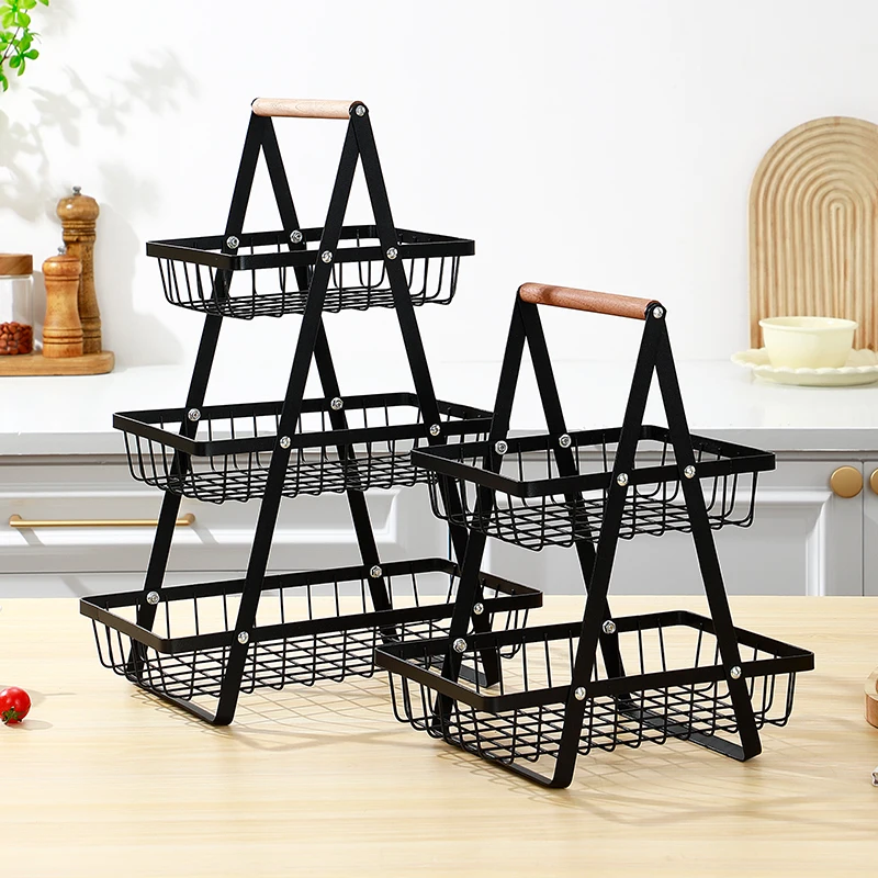 Panier de rangement multifonctionnel à double niveau, étagère de bureau, table de rangement pour fruits et en-cas, comprend 2 niveaux de rangement sur le dessus.