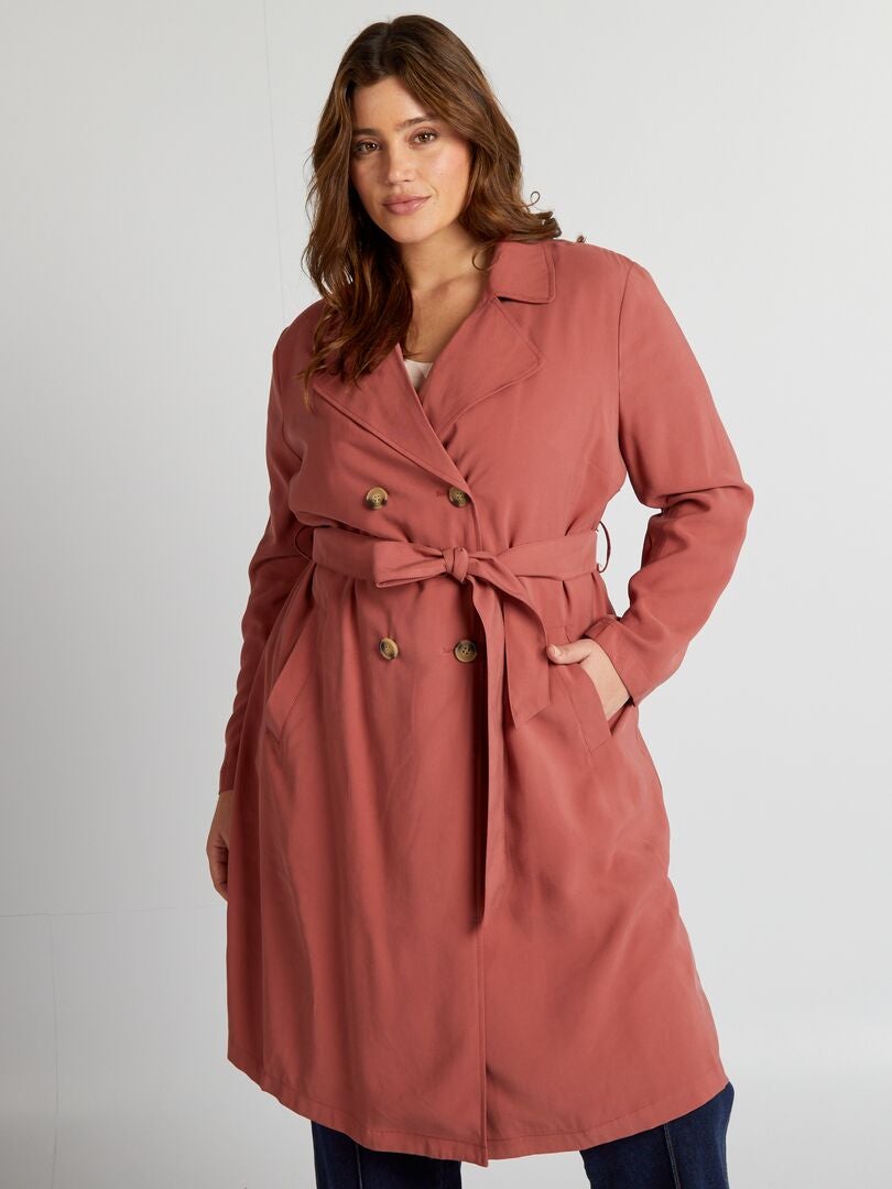 Zachte, dubbelbreasted trenchcoat - ROOD