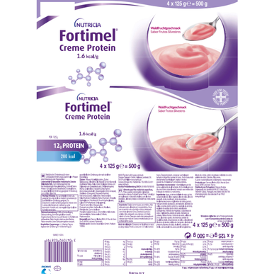 Fortimel paket kremnih beljakovin z gozdnimi jagodami, visokoenergijski in beljakovinski dodatek 4 x 125 g 4 x 125 g