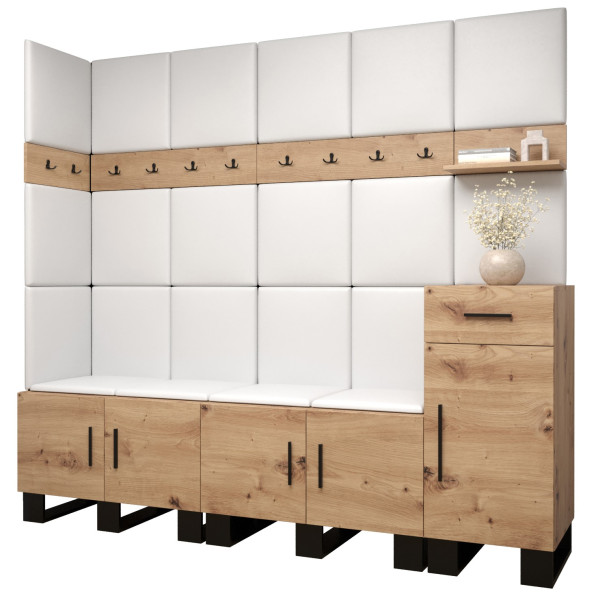 Garderoba do przedpokoju ARTIN 9 artisan   ekoskóra biała