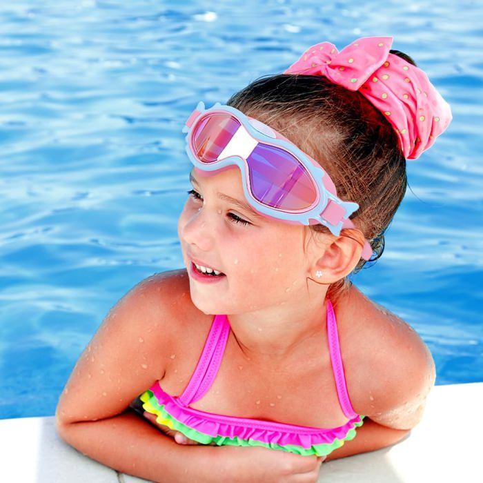 Gafas de natación para niños, gafas de piscina infantiles con juntas de silicona a prueba de fugas y protección UV.