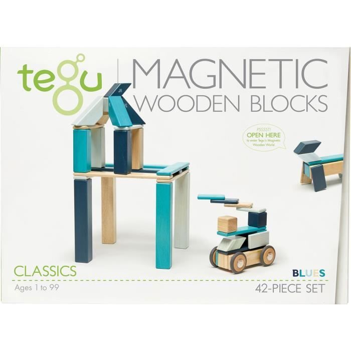 Jeu de construction TEGU Blues 42 Pièces - Blocs de bois aimantés