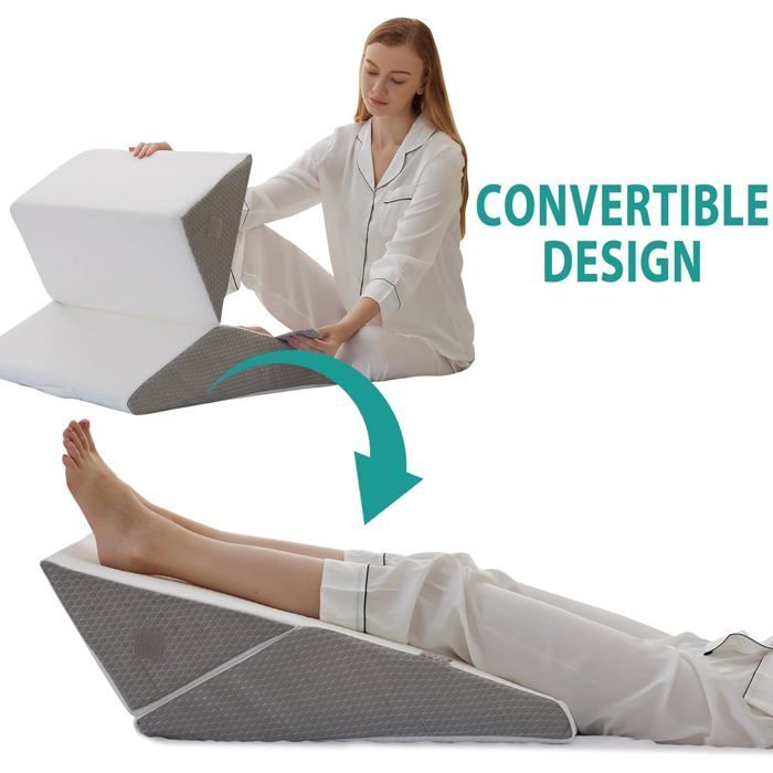 Almohada angular para cama, almohada triangular de espuma viscoelástica para la apnea del sueño, el reflujo ácido y la elevación de las piernas.
