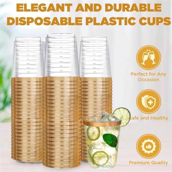 50 copas de vino de plástico, copas de vino desechables transparentes, copas de vino de plástico, copas de cóctel transparentes, vasos desechables