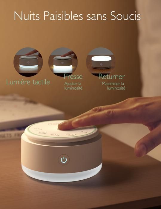 Máquina de ruido blanco Momcozy, 20 sonidos relajantes, luz nocturna de ruido blanco para bebés