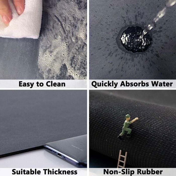 Diatomite bath mat - PZCC - Absorbent - Non-slip - 50x80 cm - Black - Quick-drying - Easy to clean