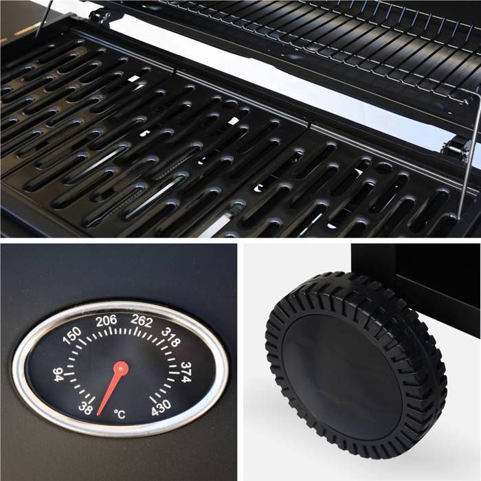 6-burner gas barbecue + 1 side burner with wheels, side shelves, thermometer and cover TREVILLE 6 WITH COVER