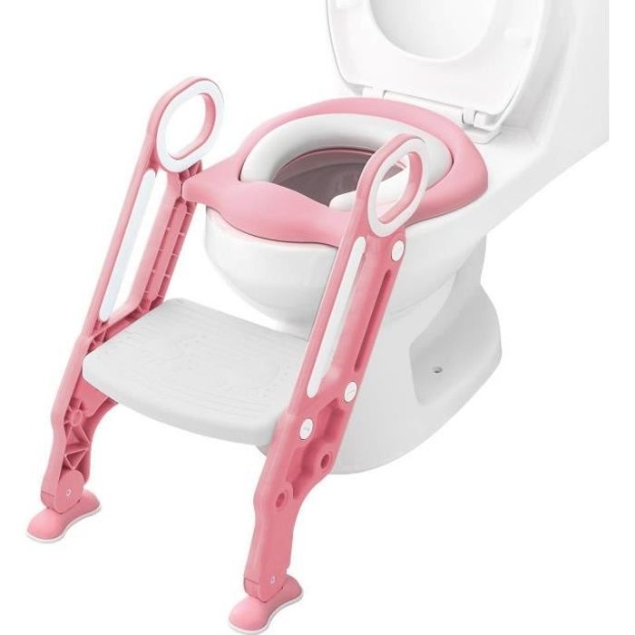Opvouwbare en verstelbare kindertoiletbril, babytoiletverkleiner met brede opstapjes, comfortabele toiletbril