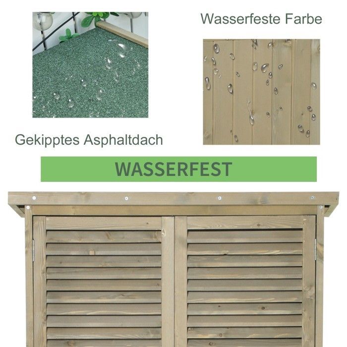 Abri Jardin - Chalet Abri jardin armoire outils bois toit asphalte 4 compartiments porte persiennes gris 87x46,5x160cm