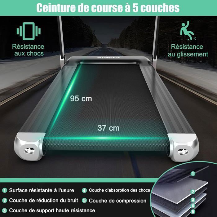 COSTWAY Opvouwbare loopband met app-bediening, 0,96-12 km/u, Bluetooth, 12 programma's, led-display en apparaathouder, zilver