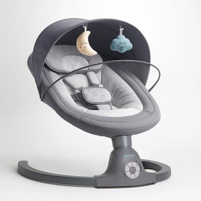 BEBE2LUXE Ava: Altalena/sdraietta elettrica per neonati fino a 9 kg, Bluetooth per smartphone, cintura di sicurezza a 5 punti