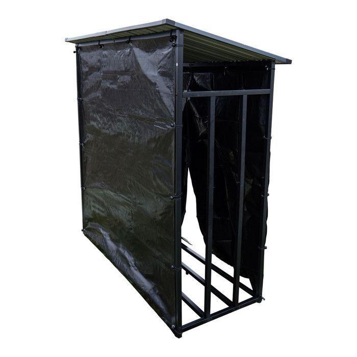 Étagère à bûches Toit incliné - capacité 3 stères - Longueur 186 cm - Abri bois range buches Extérieur - Bâche de protection