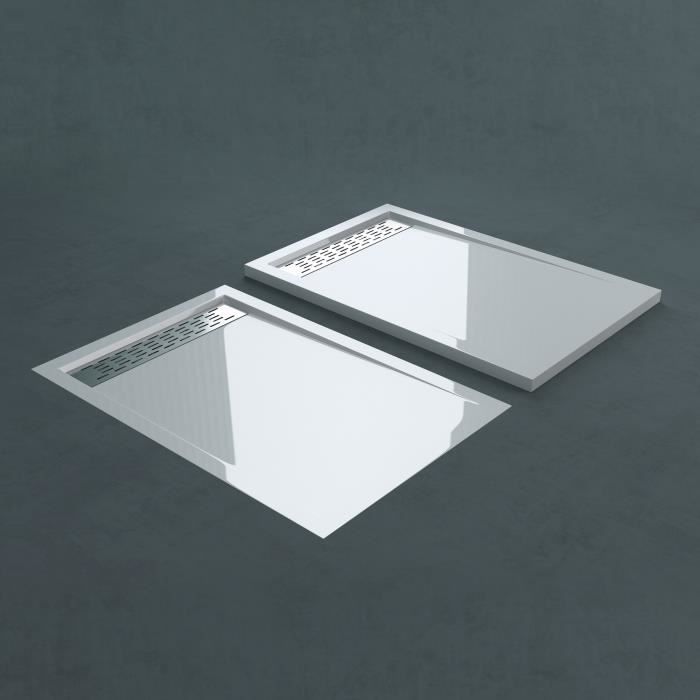 Receveur de douche extra plat blanc Xetro04W acrylique 80x140x5cm + bonde AL01 - SO GOOD