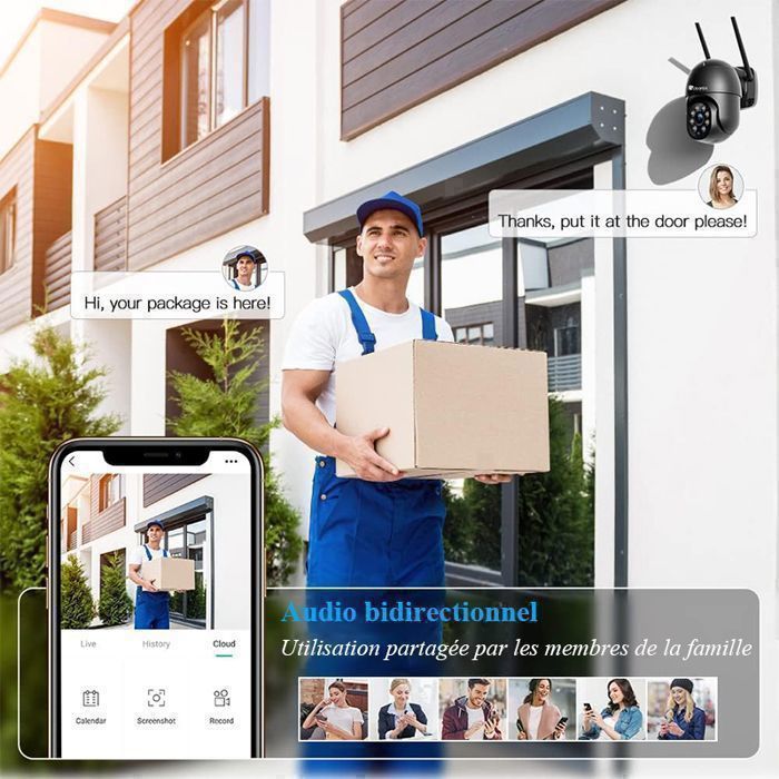 Ctronics 2-Pack Outdoor WiFi Surveillance Cameras with Color Night Vision, 30M Range, Human Detection, and Auto Tracking