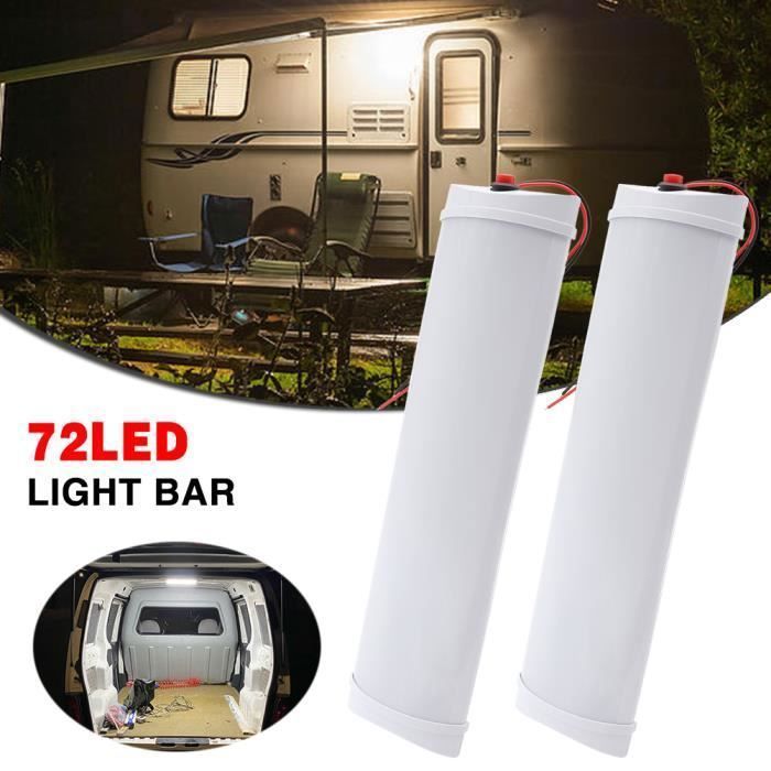 tiras de luces LED blancas de 72 LED para techo de coche con interruptor de encendido/apagado - Luces blancas para autocaravana, caravana, barco, hogar, 12 V
