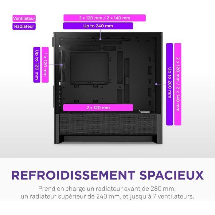 Boitier moyen-tour micro-ATX - NZXT - CC-H31FB-01 - H3 Flow - Airflow remarquable - Noir - GPU grand format