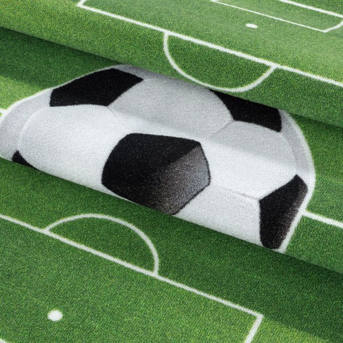 Alfombra infantil Carpetsale24, diseño de campo de fútbol, verde, 140x200 cm, alfombra para habitación infantil, alfombra para habitación de bebé.