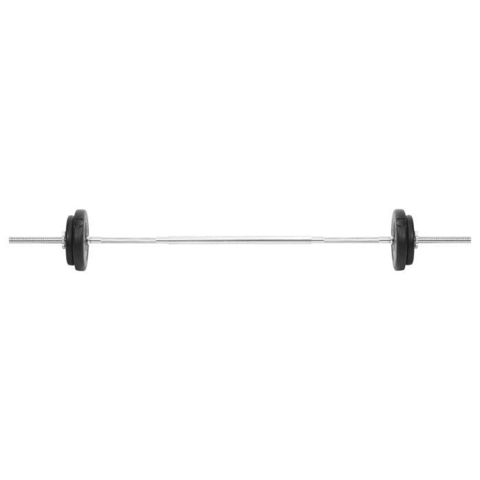 vidaXL Juego de mancuernas y barra con discos de peso para entrenamiento de fuerza y levantamiento de pesas 93589